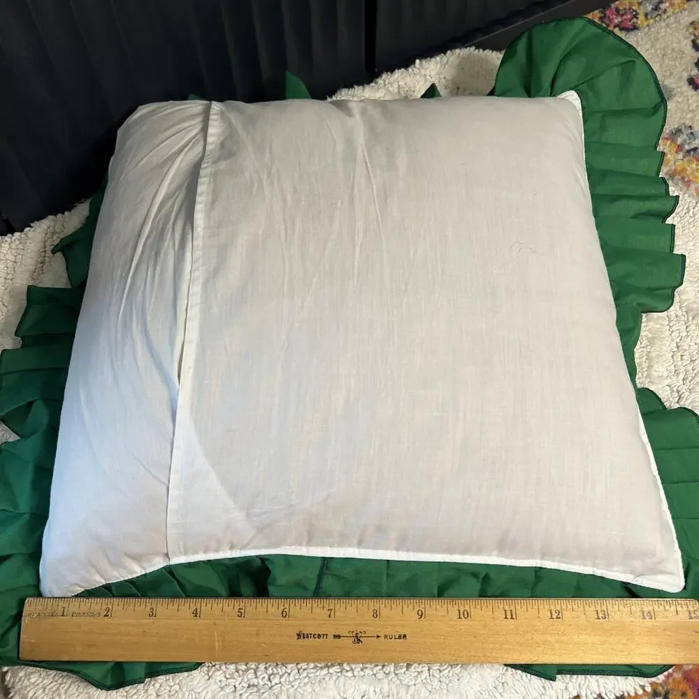 Vintage Christmas Pinwheel Quilt Pillow Red Green Ruffle Farmhouse Country